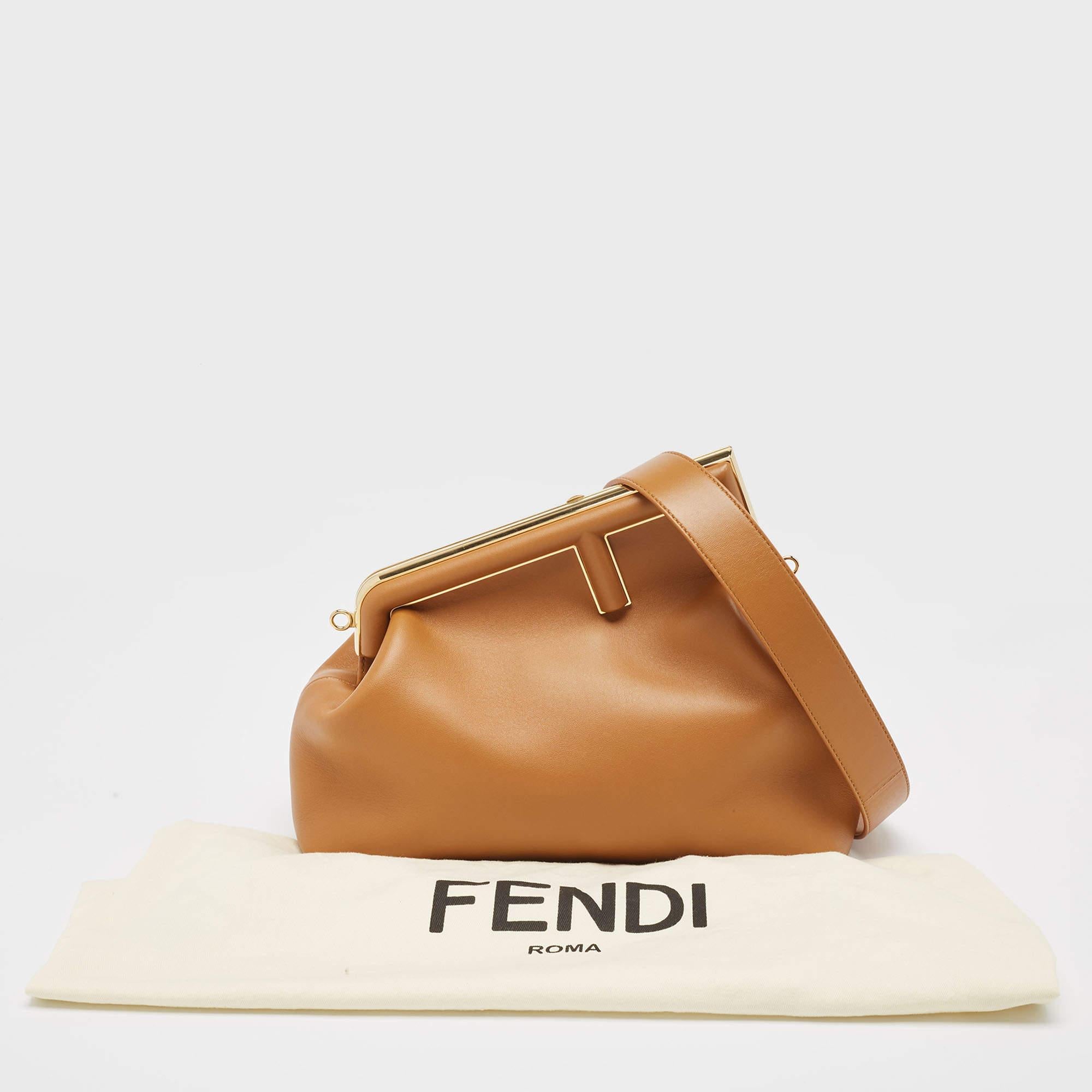 Women's Fendi Brown Leather Medium First Shoulder Bag For Sale