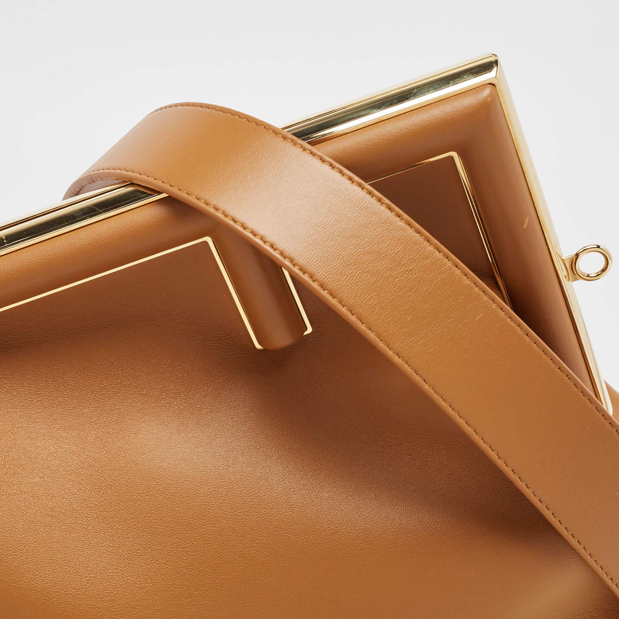 Fendi Brown Leather Medium First Shoulder Bag For Sale 1