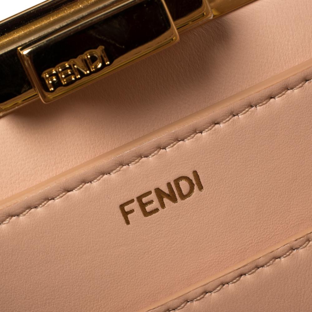 Fendi Brown Leather Medium Peekaboo ISeeU Top Handle Bag 1