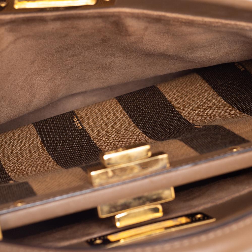 Fendi Brown Leather Medium Peekaboo Top Handle Bag 3