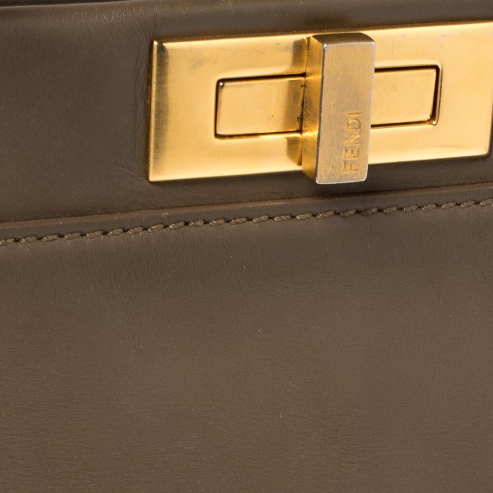 Fendi Brown Leather Medium Peekaboo Top Handle Bag 7