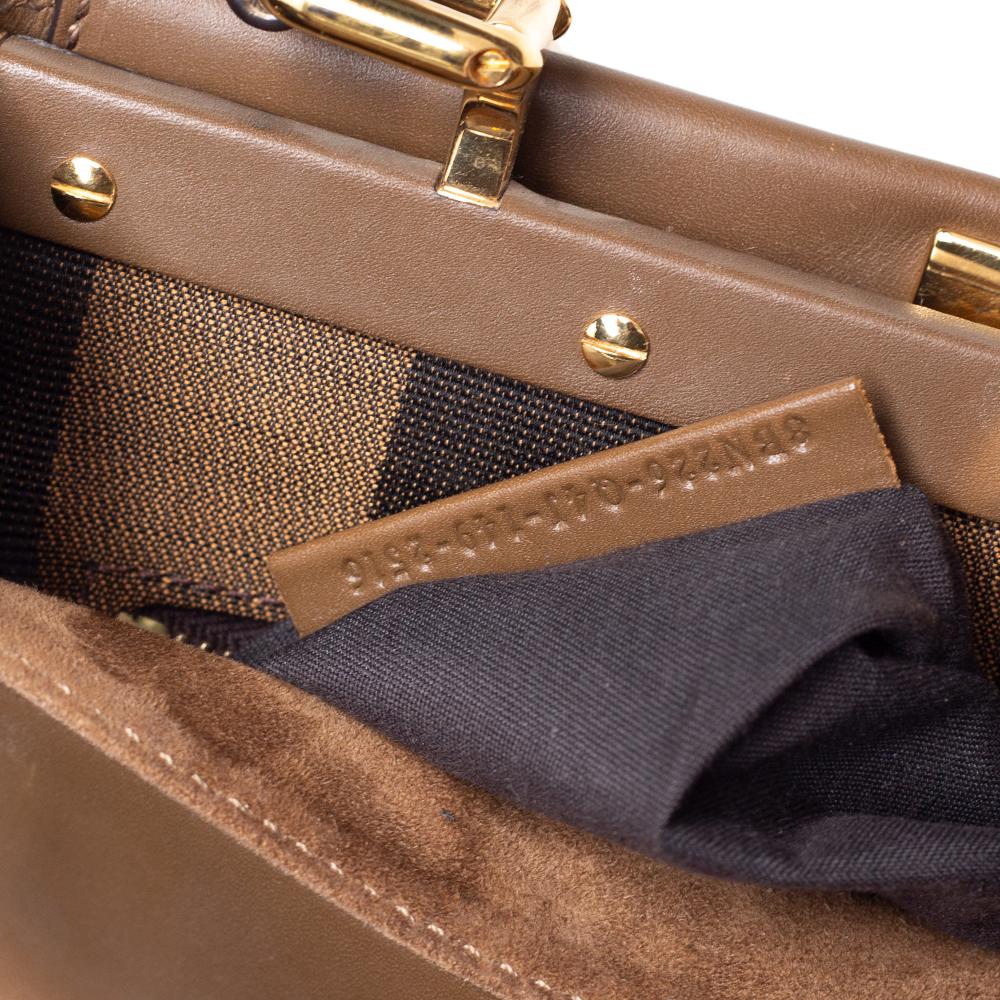 Fendi Brown Leather Medium Peekaboo Top Handle Bag 1