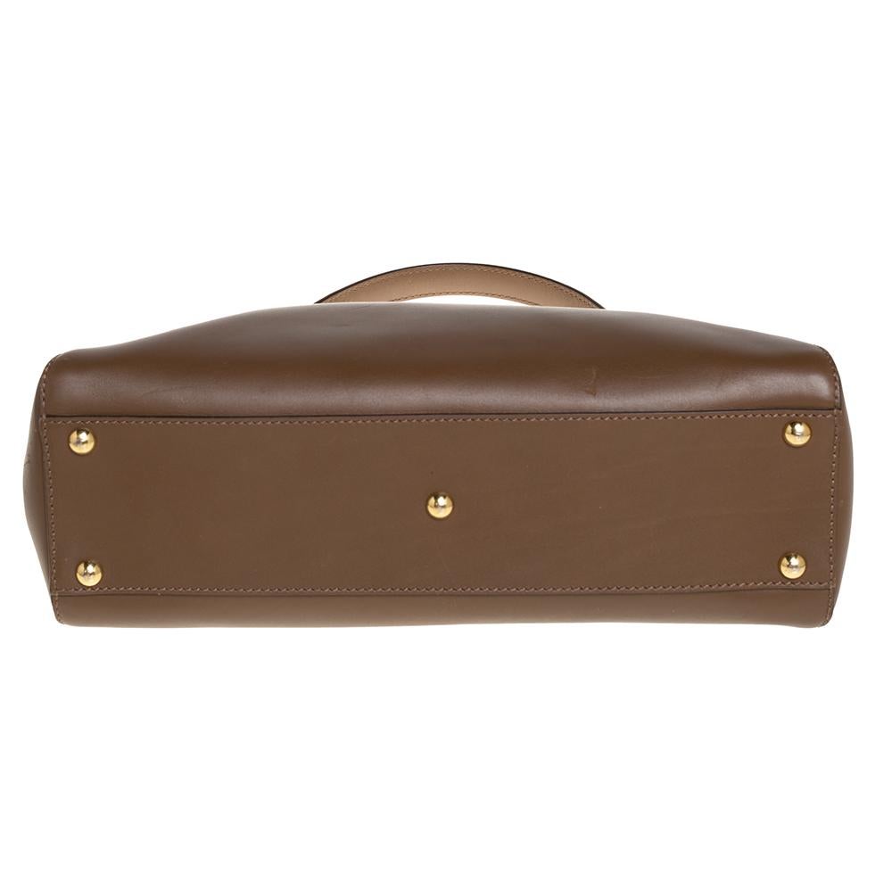 Fendi Brown Leather Medium Peekaboo Top Handle Bag 2