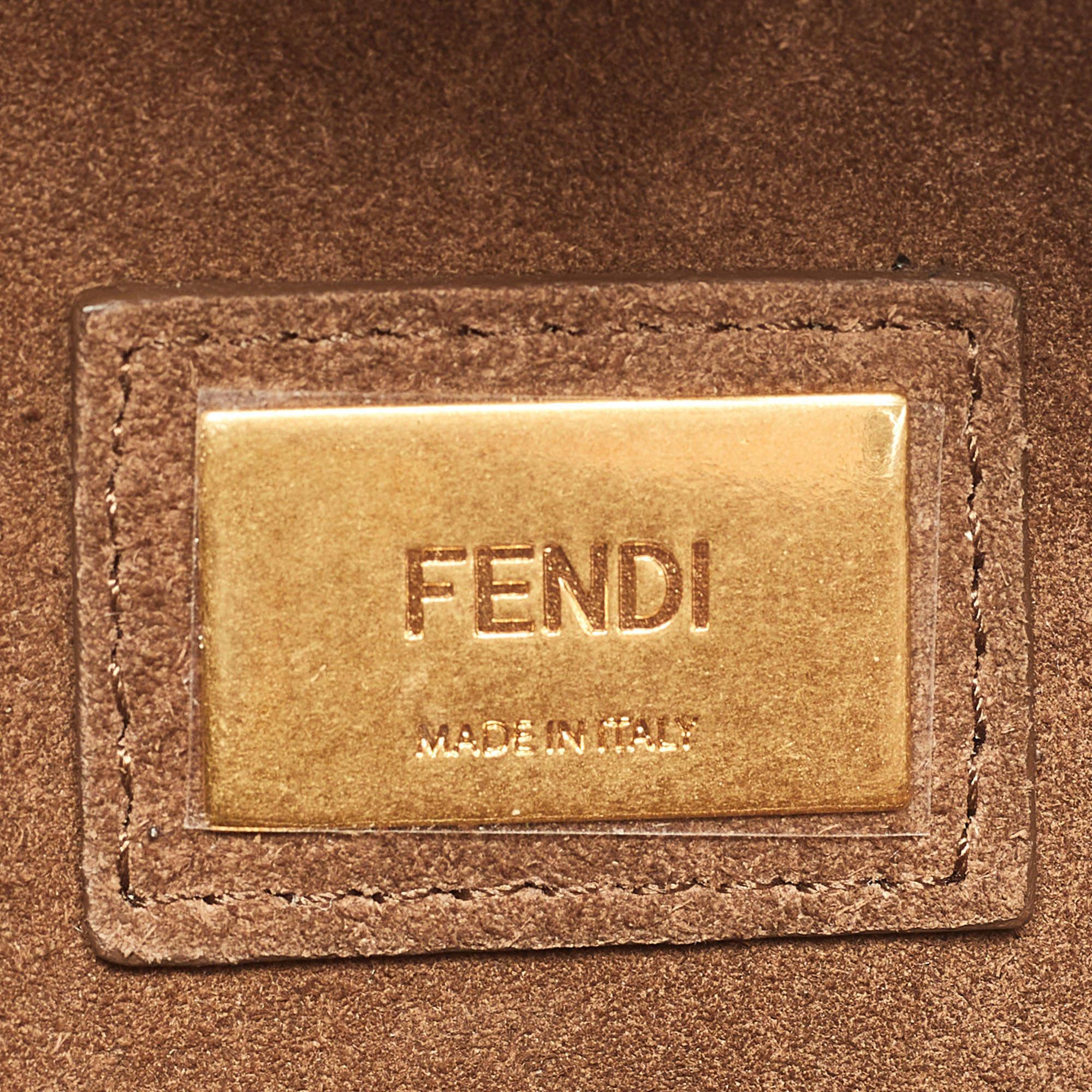 Fendi Brown Leather Medium Stripe Peekaboo Top Handle Bag 6