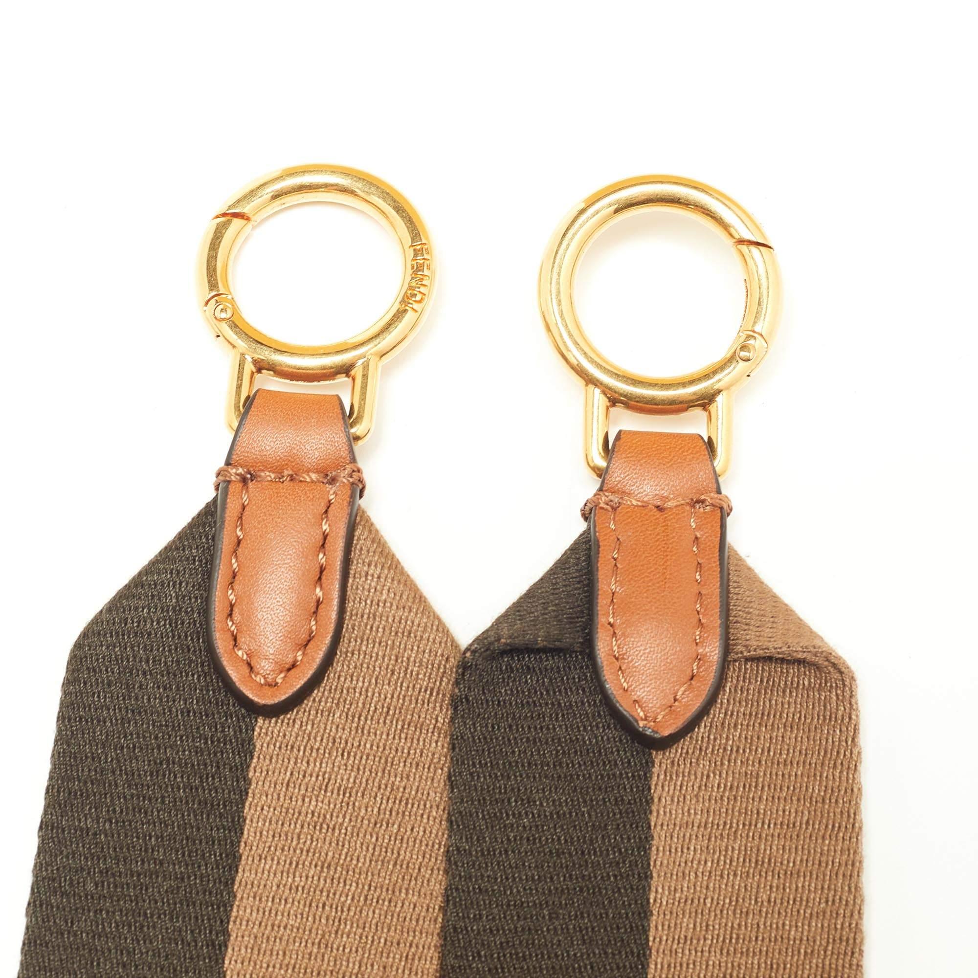 Fendi Brown Leather Medium Stripe Peekaboo Top Handle Bag 9