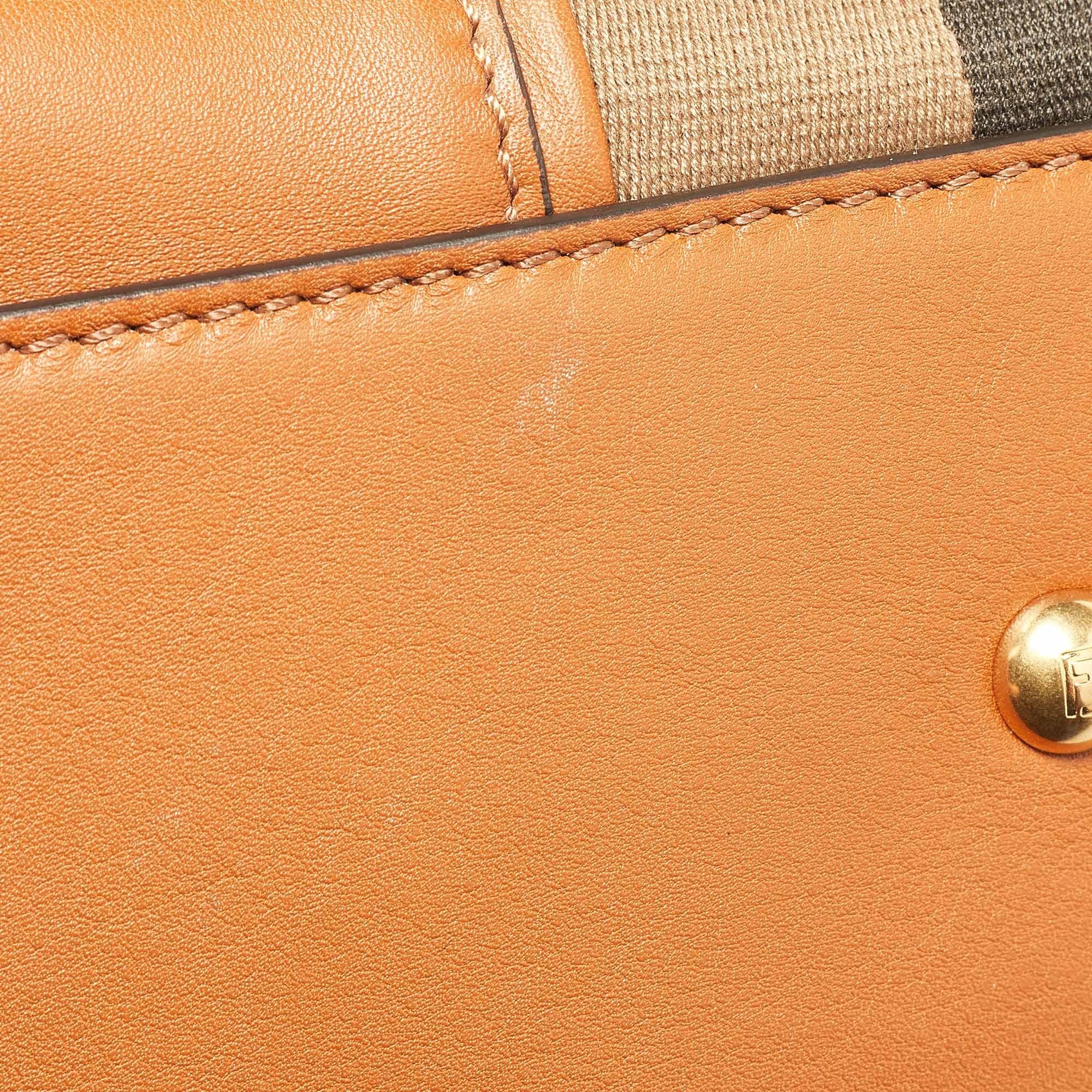 Fendi Brown Leather Medium Stripe Peekaboo Top Handle Bag 12