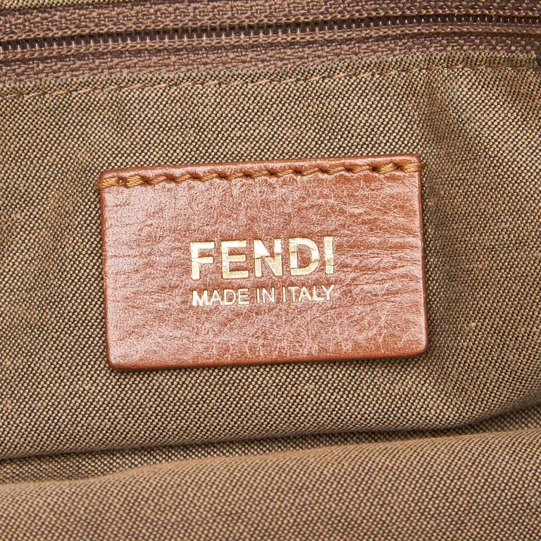 Fendi Brown Leather Mia Shoulder Bag Italy w/ Dust Bag For Sale at 1stDibs