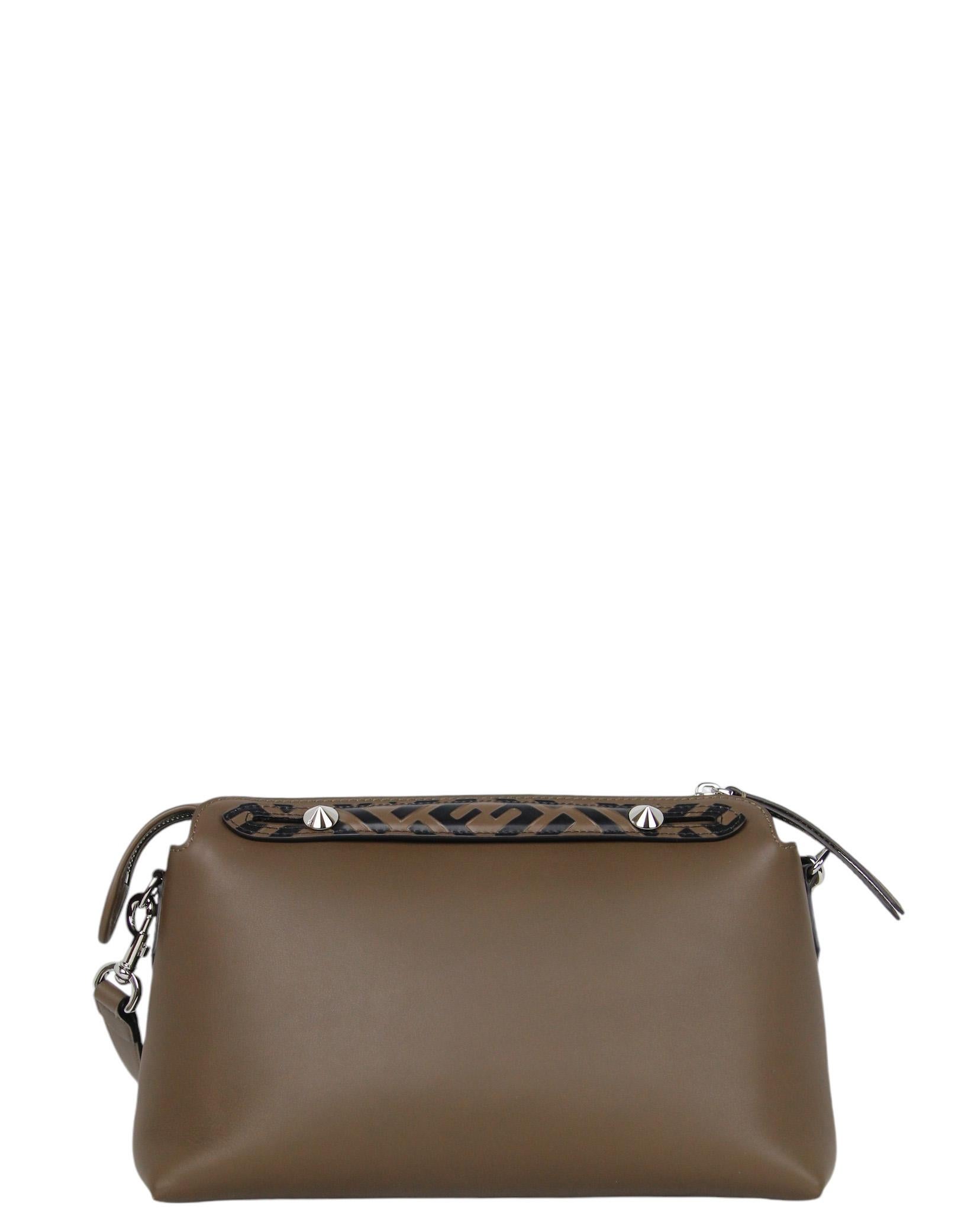 Fendi Brown Leather Monogram By The Way Medium Boston Bag rt $2390 In Excellent Condition In New York, NY