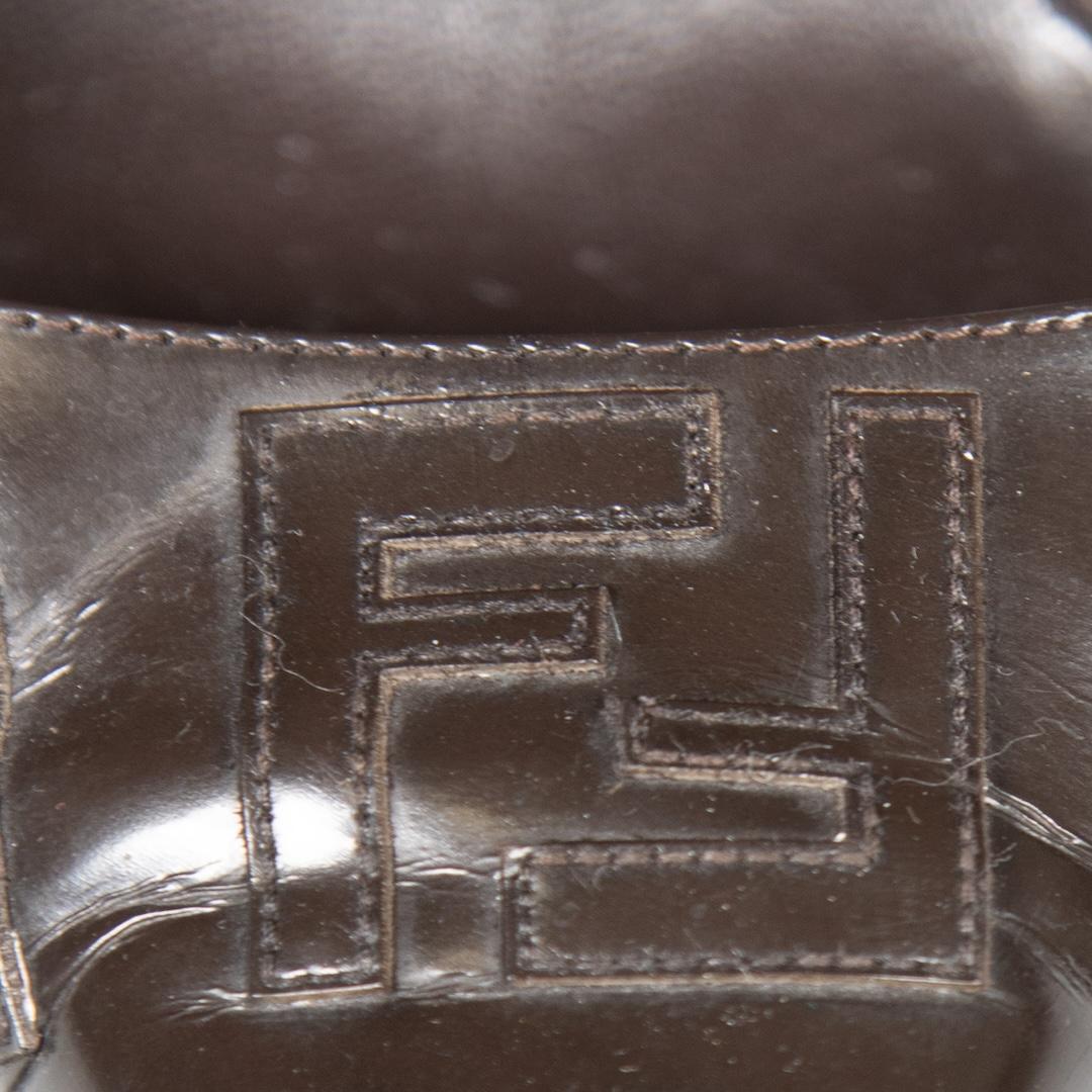 Women's Fendi Brown Leather Monogram Heels Size IT 37.5 For Sale