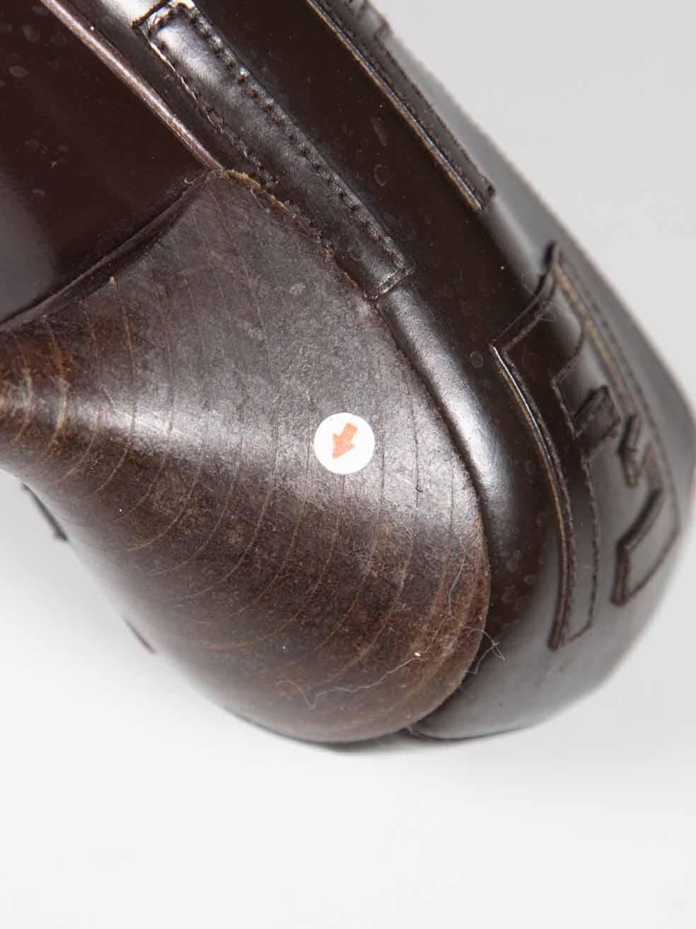 Fendi Brown Leather Monogram Heels Size IT 37.5 For Sale 4