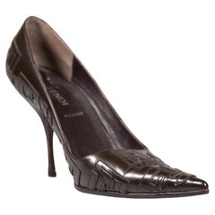 Fendi Brown Leather Monogram Heels Size IT 37.5