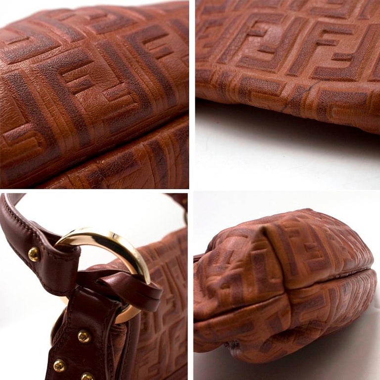 Fendi Brown Leather Monogram Shoulder Bag at 1stDibs