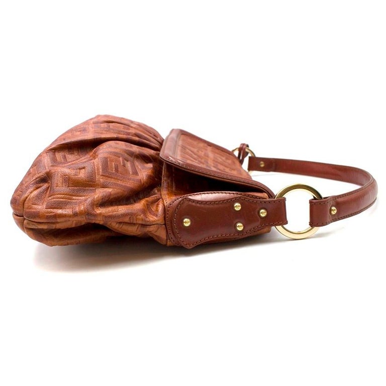 Fendi Brown Leather Monogram Shoulder Bag at 1stDibs