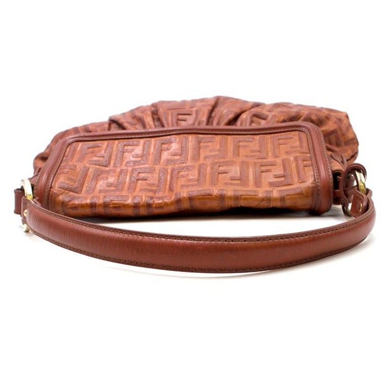 Fendi Brown Leather Monogram Shoulder Bag at 1stDibs