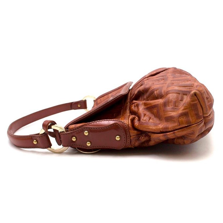 Fendi Brown Leather Monogram Shoulder Bag at 1stDibs