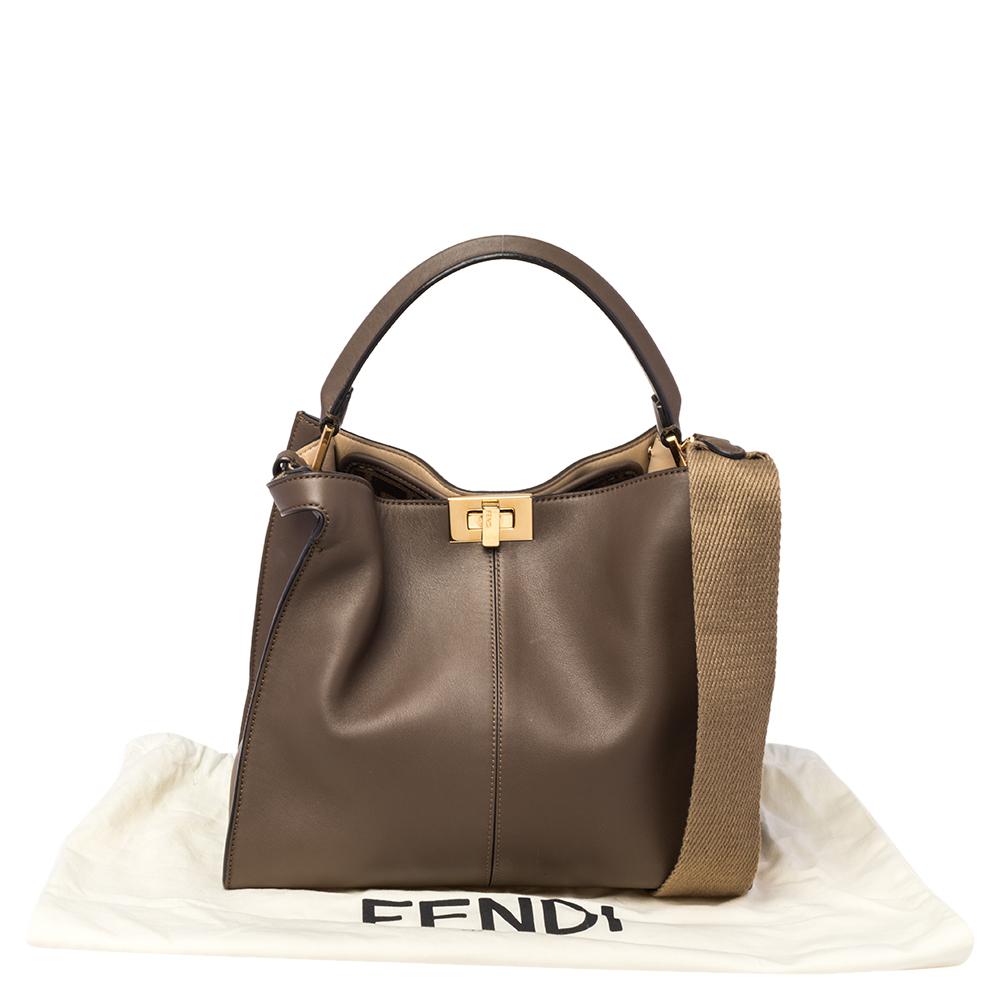 Fendi Brown Leather Peekaboo X-Lite Top Handle Bag 6
