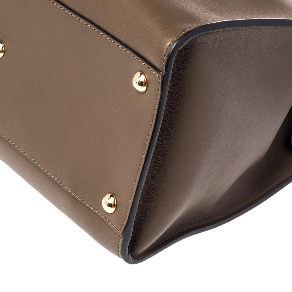 Fendi Brown Leather Peekaboo X-Lite Top Handle Bag 2
