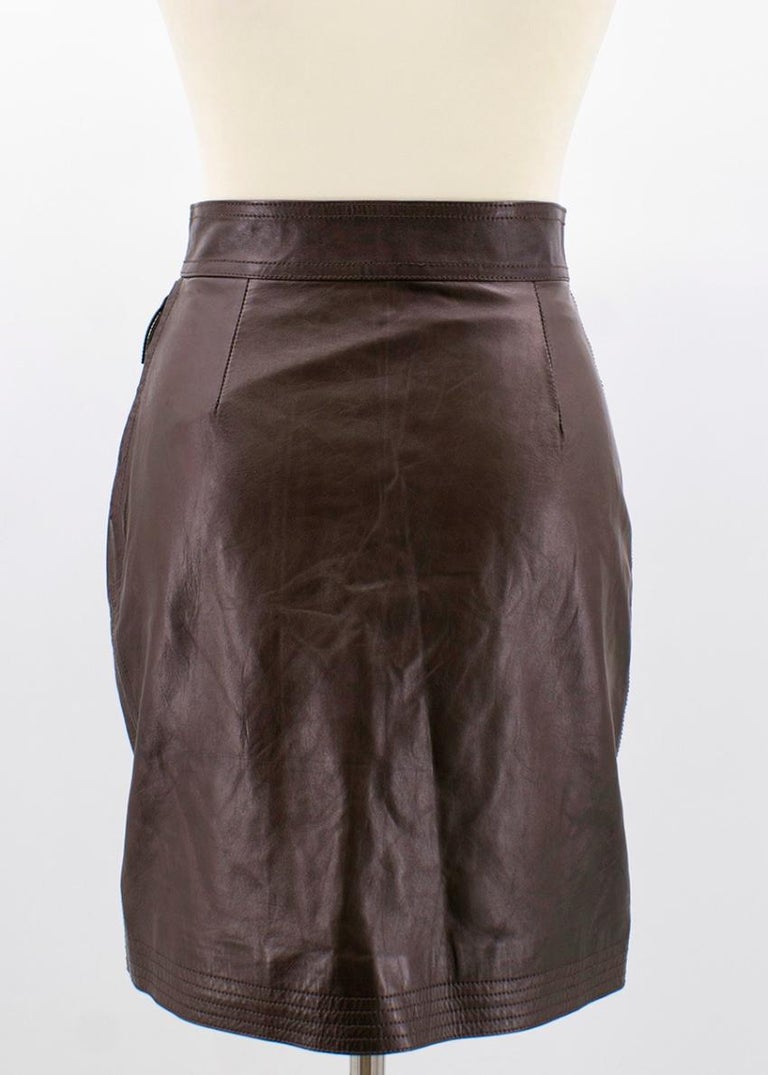 Fendi brown leather pencil skirt - Size US 4 For Sale at 1stDibs
