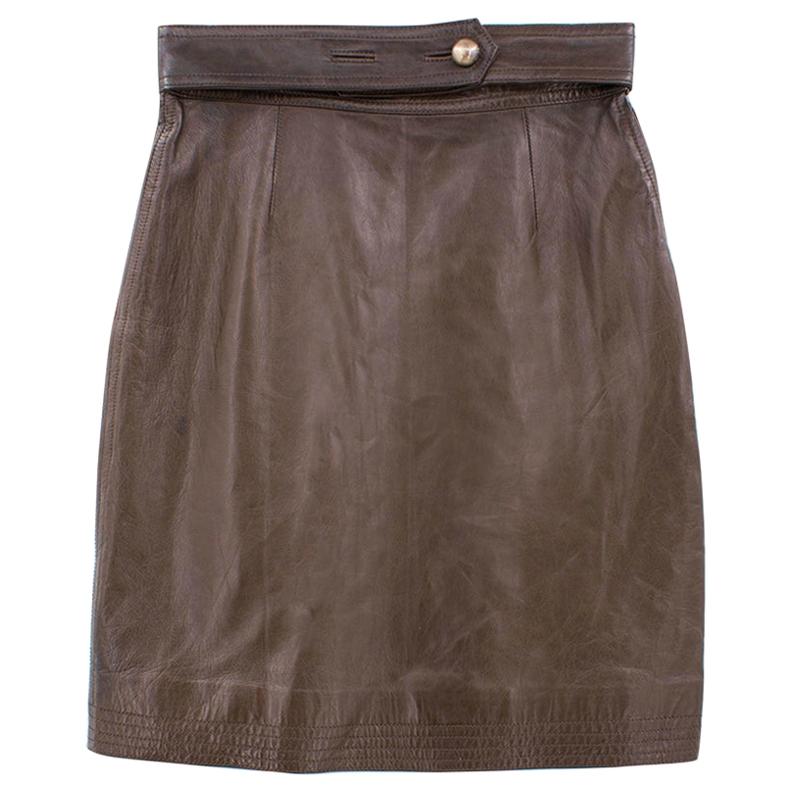 Fendi brown leather pencil skirt - Size US 4 For Sale