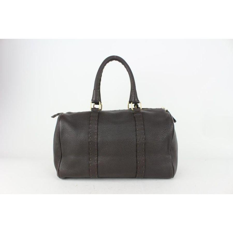 Fendi - Sac Selleria Boston en cuir marron 824ff54 en vente 2