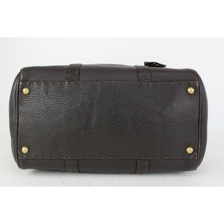 Fendi Brown Leather Selleria Boston Bag 824ff54 For Sale 2