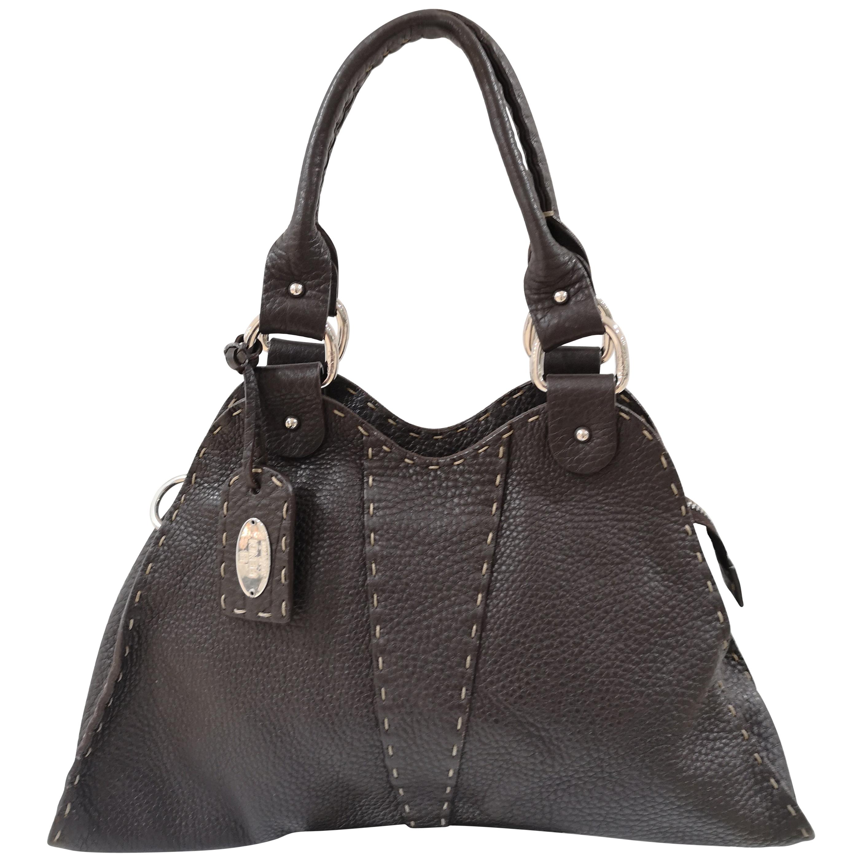 Fendi Brown Leather Selleria Sporty Shoulder Bag