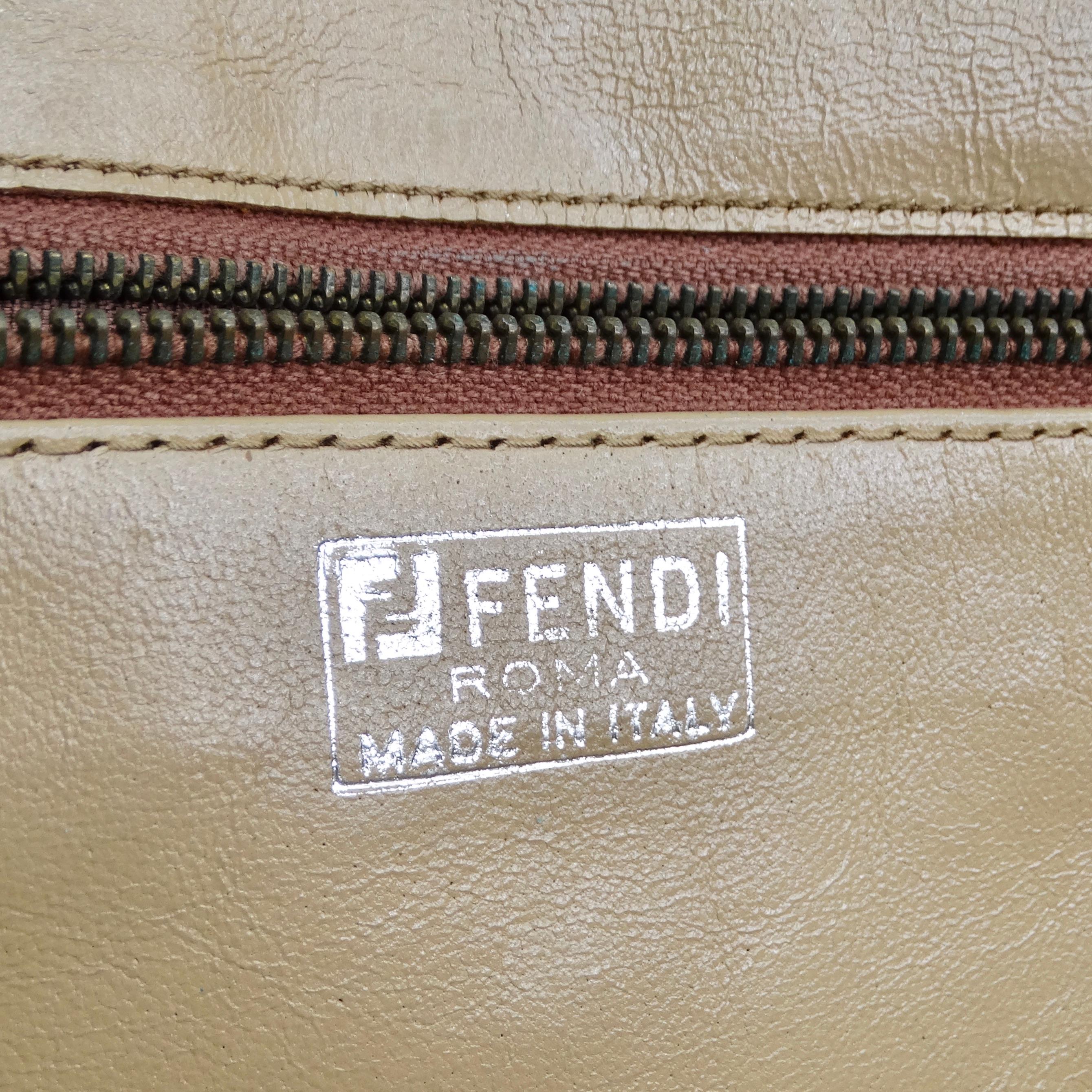 Fendi Brown Leather Woven Clutch For Sale 2