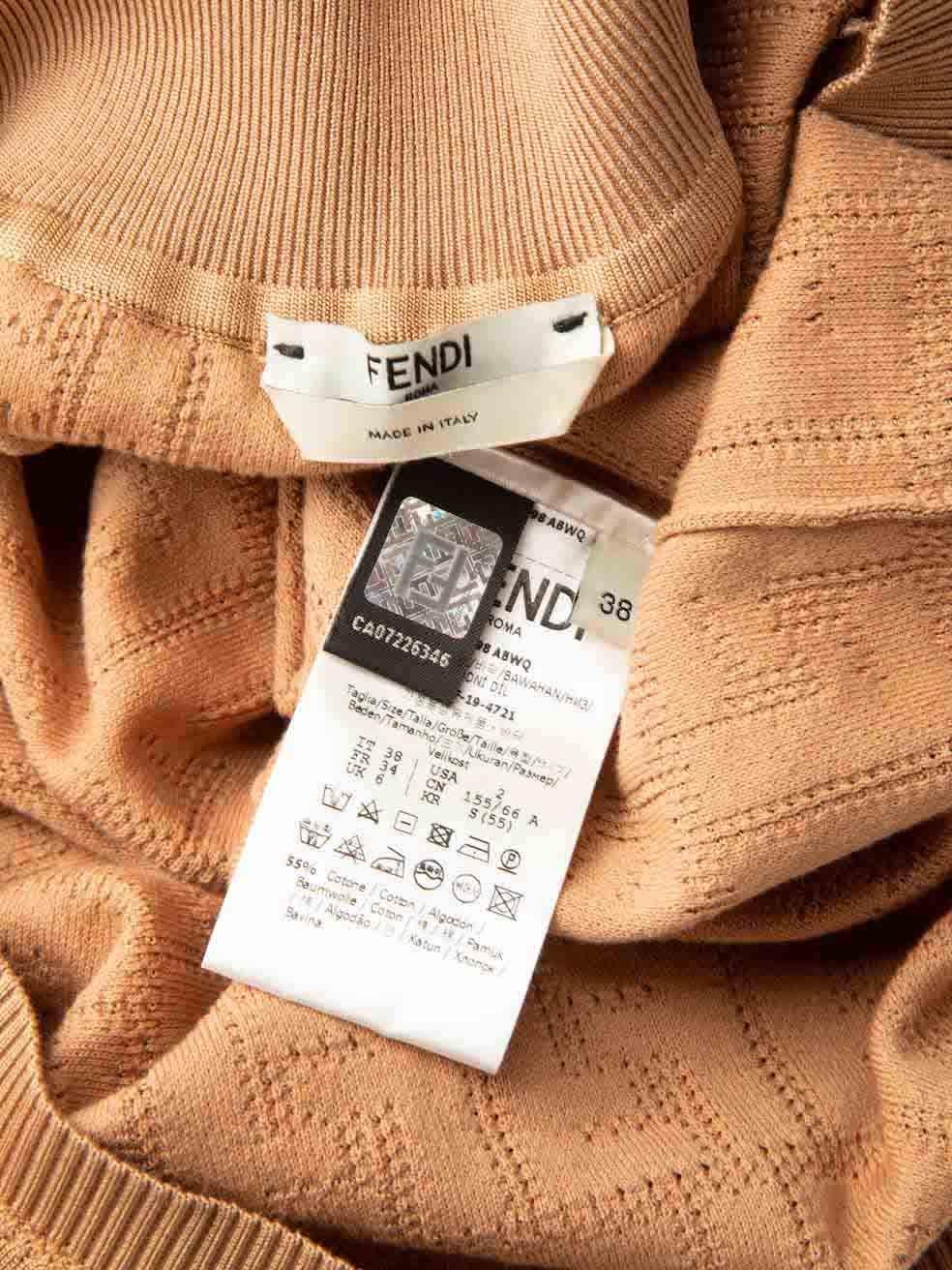 Women's Fendi Brown Logo Knit FF Motif Midi Skirt Size XS For Sale