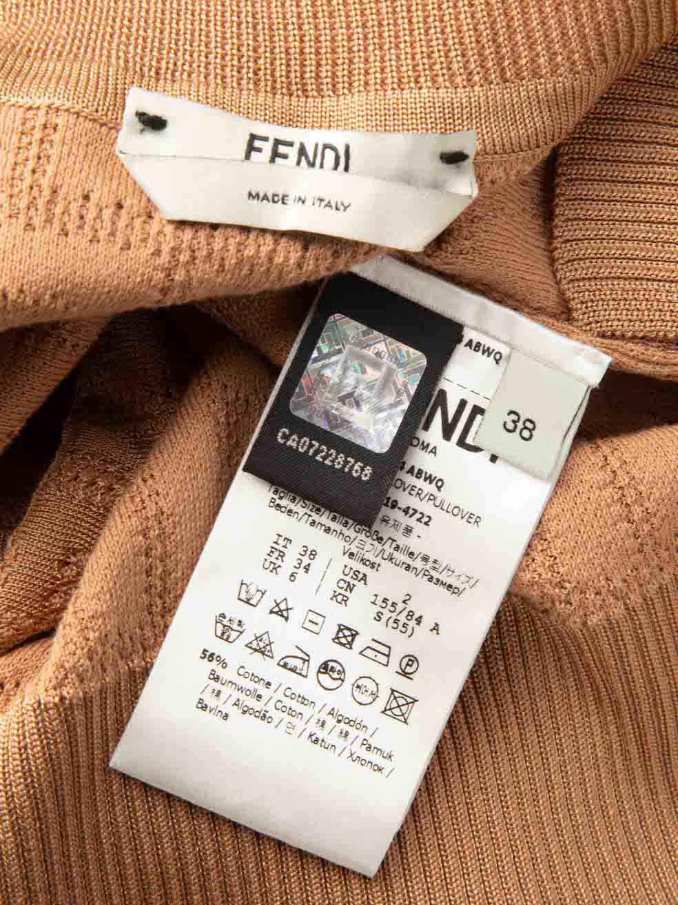 Women's Fendi Brown Logo Knit FF Motif Top Size XS For Sale