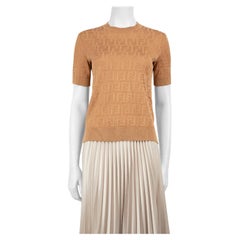 Fendi Brown Logo Knit FF Motif Top Size XS