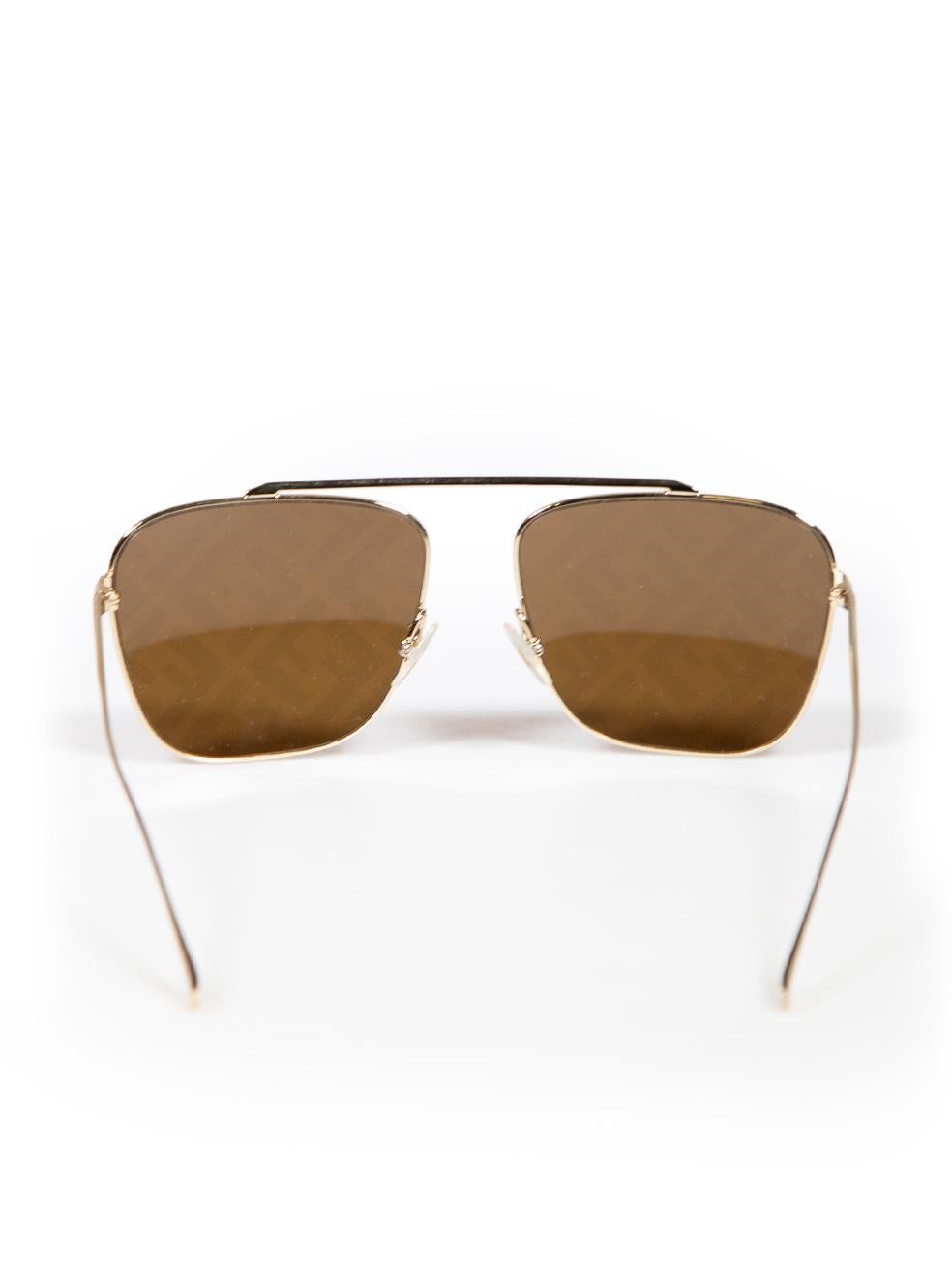 Fendi Brown Metal FF Logo Sunglasses In Good Condition For Sale In London, GB