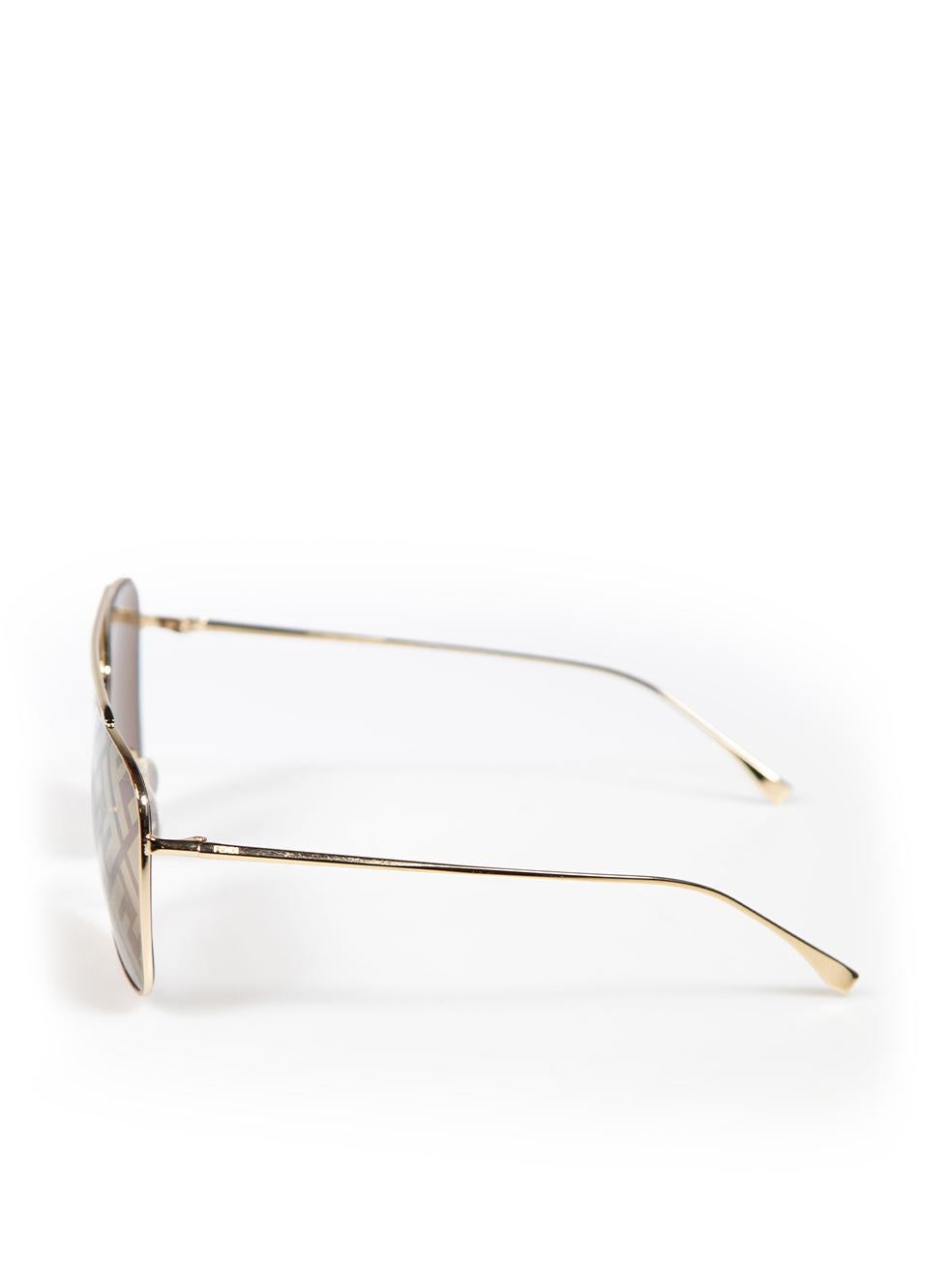 Fendi Brown Metall FF Logo-Sonnenbrille Damen im Angebot