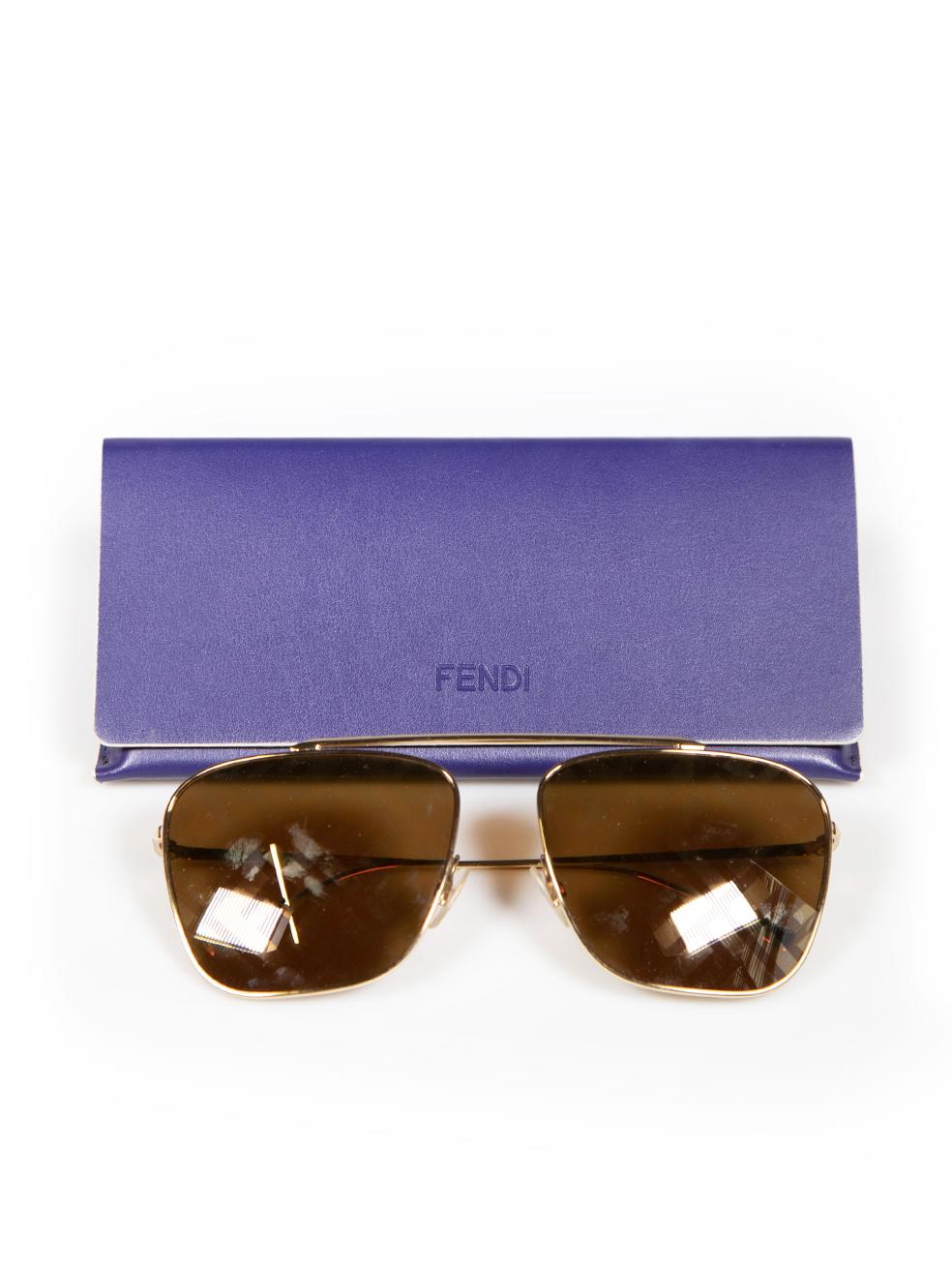 Fendi Brown Metall FF Logo-Sonnenbrille im Angebot 1