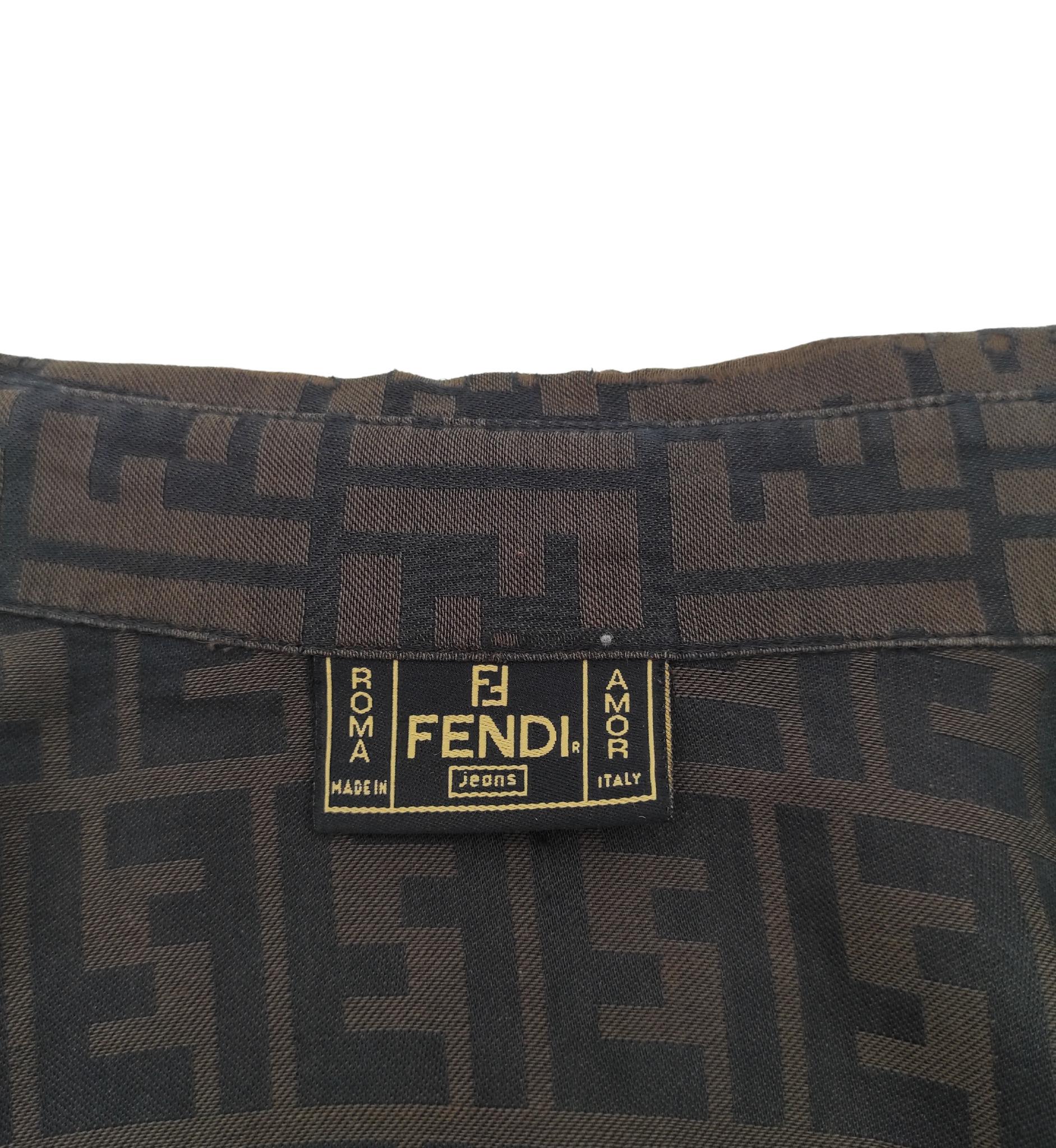 Fendi brown monogram cotton shirt For Sale 5