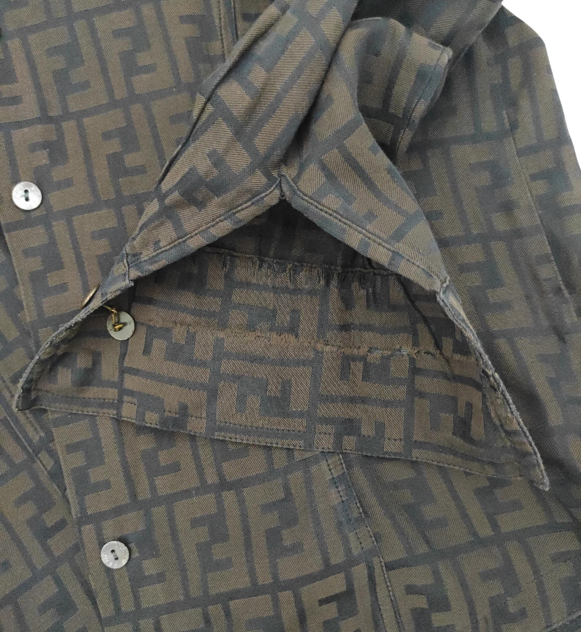 Fendi brown monogram cotton shirt For Sale 2
