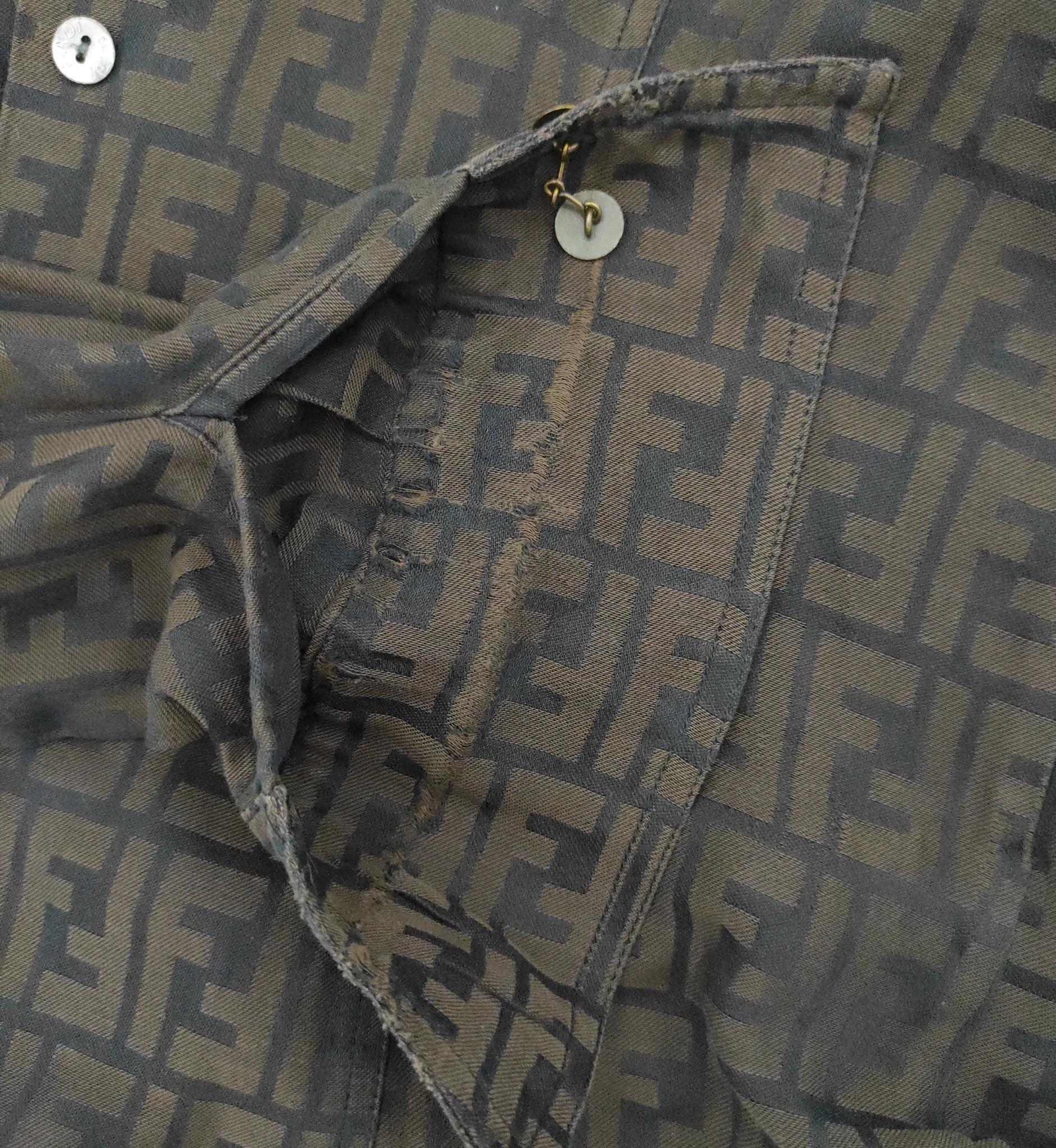 Fendi brown monogram cotton shirt For Sale 3
