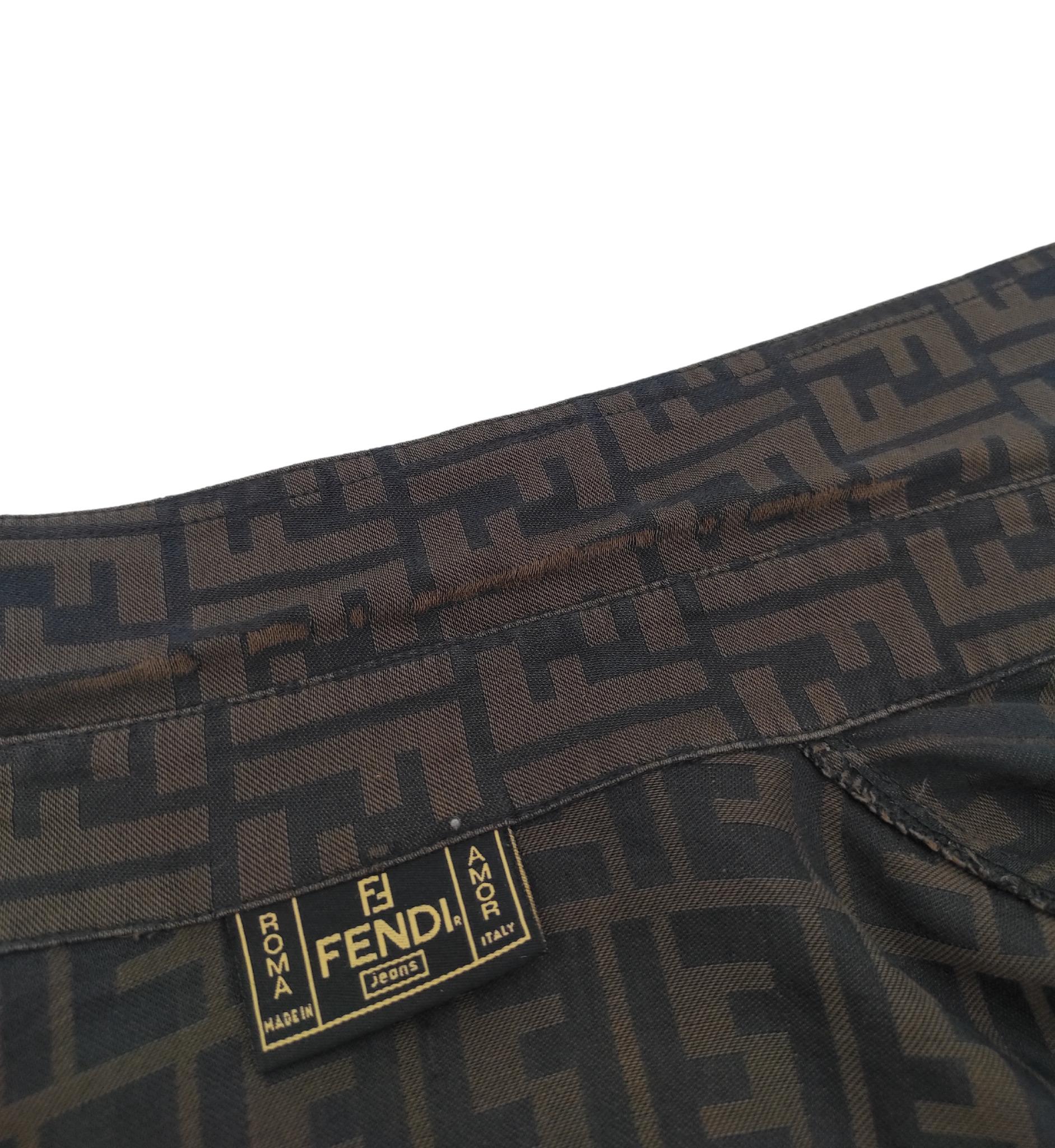 Fendi brown monogram cotton shirt For Sale 4