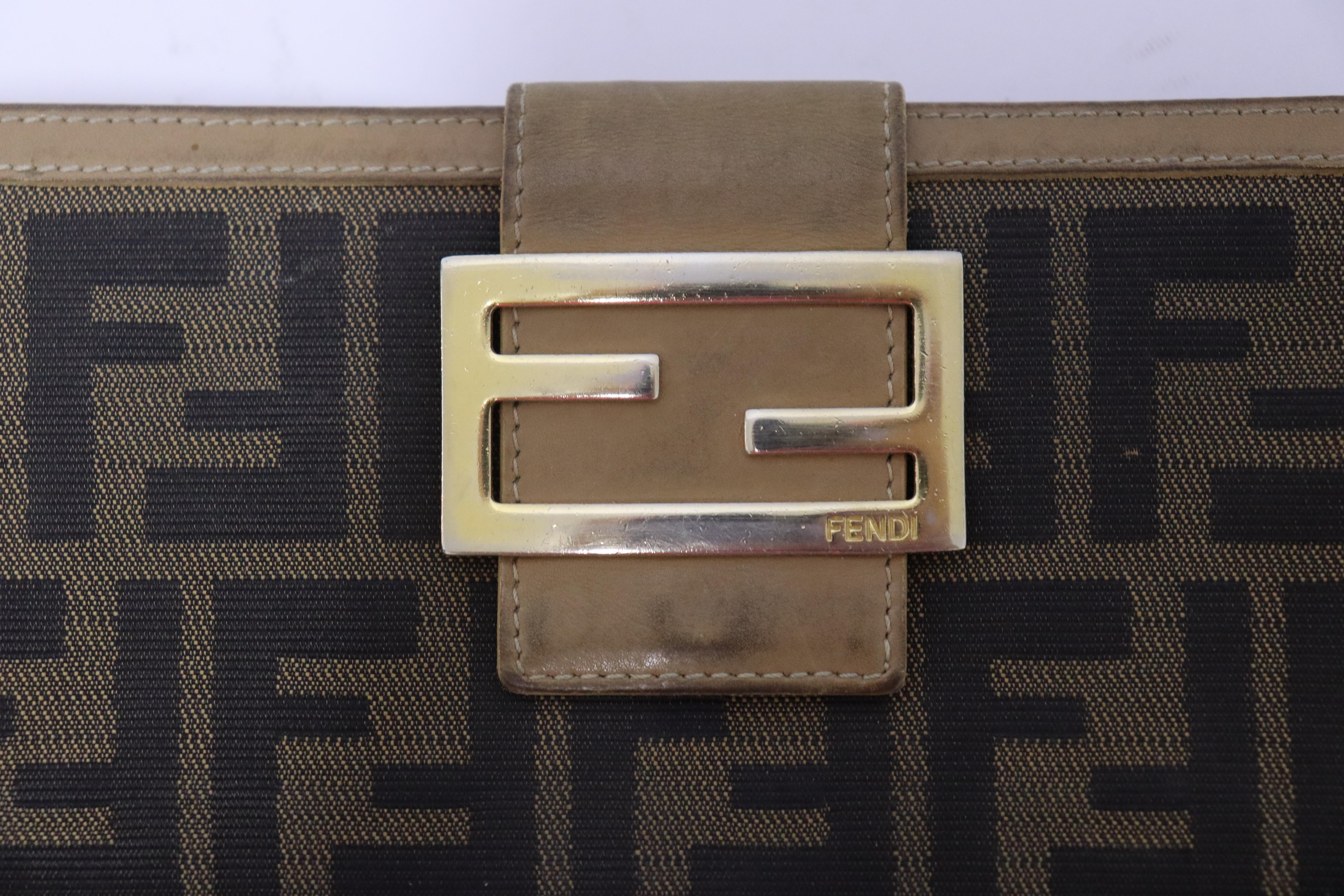 Fendi Brown Monogram FF Flap Wallet For Sale 1