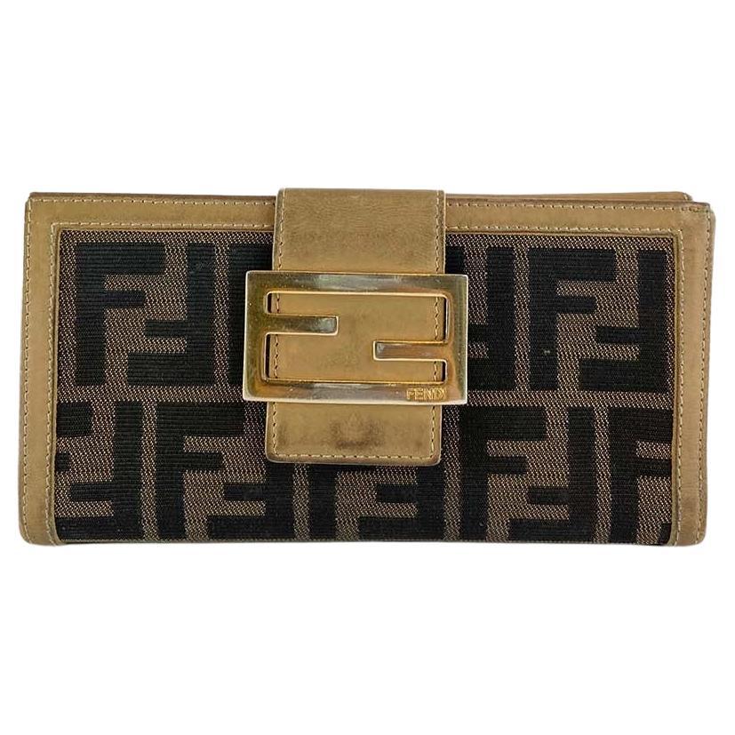 Fendi Brown Monogram FF Flap Wallet For Sale