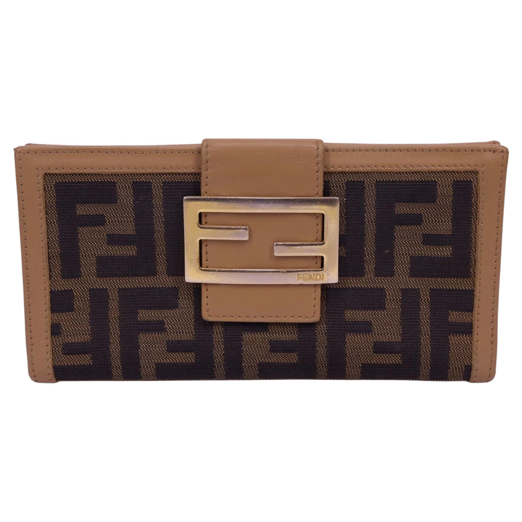 Fendi Brown Monogram FF Flap Wallet