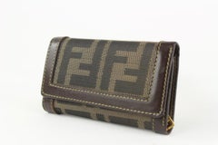 Fendi Brown Monogram FF Zucca 6 Key Holder 1220f45