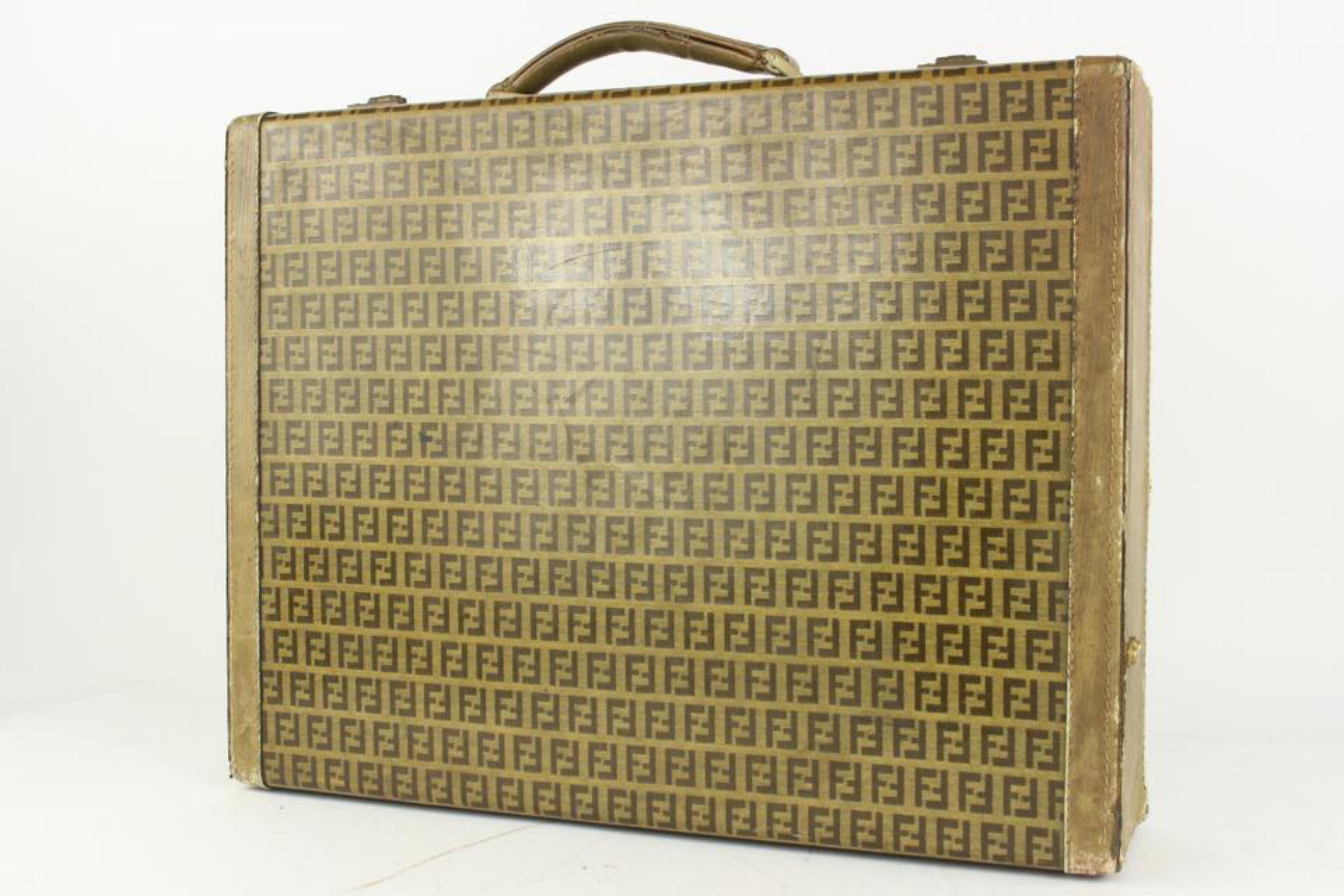 Fendi Brown Monogram FF Zucca Attache Hard Trunk Briefcase 1FE1020 For Sale 5
