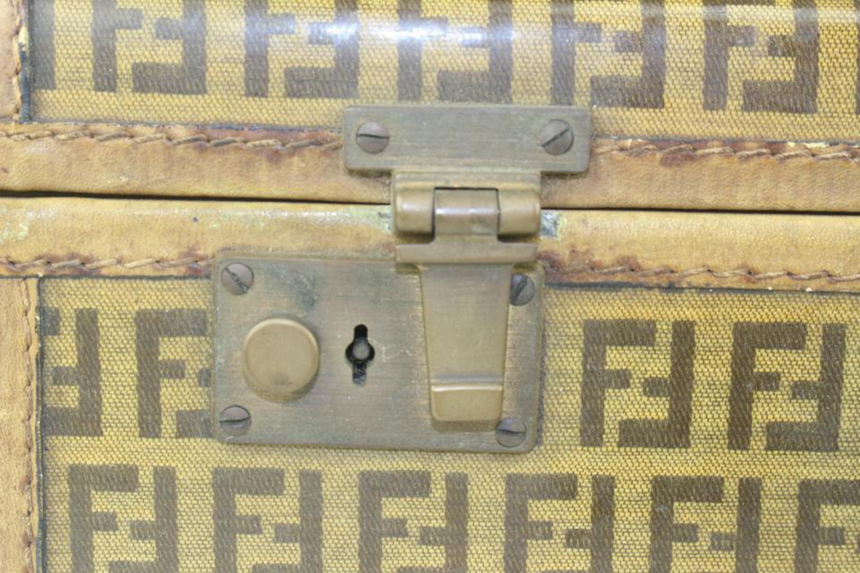 Women's Fendi Brown Monogram FF Zucca Attache Hard Trunk Briefcase 1FE1020 For Sale