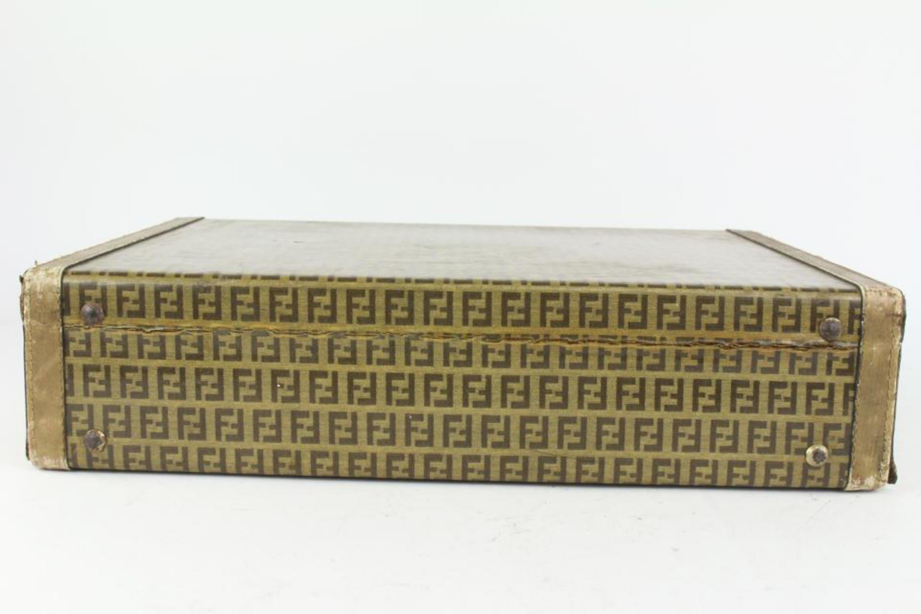 Fendi Brown Monogram FF Zucca Attache Hard Trunk Briefcase 1FE1020 For Sale 1