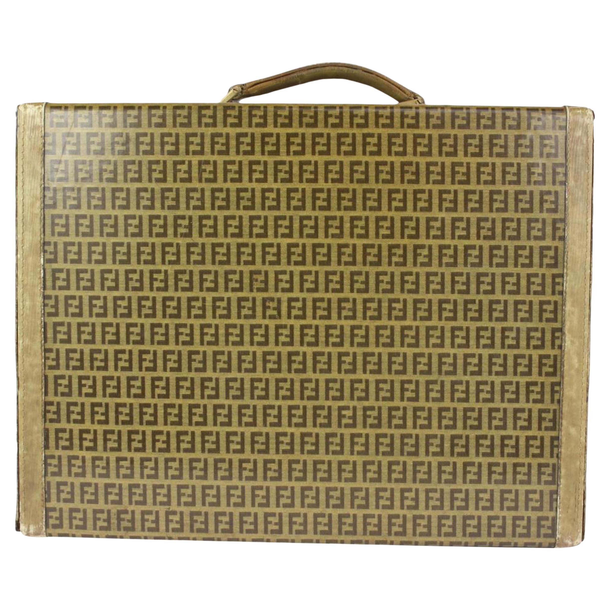 Fendi Brown Monogram FF Zucca Attache Hard Trunk Briefcase 1FE1020