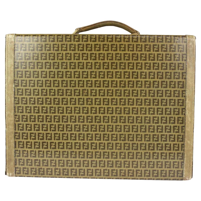 Fendi Brown Monogram FF Zucca Attache Hard Trunk Briefcase 1FE1020 For Sale  at 1stDibs