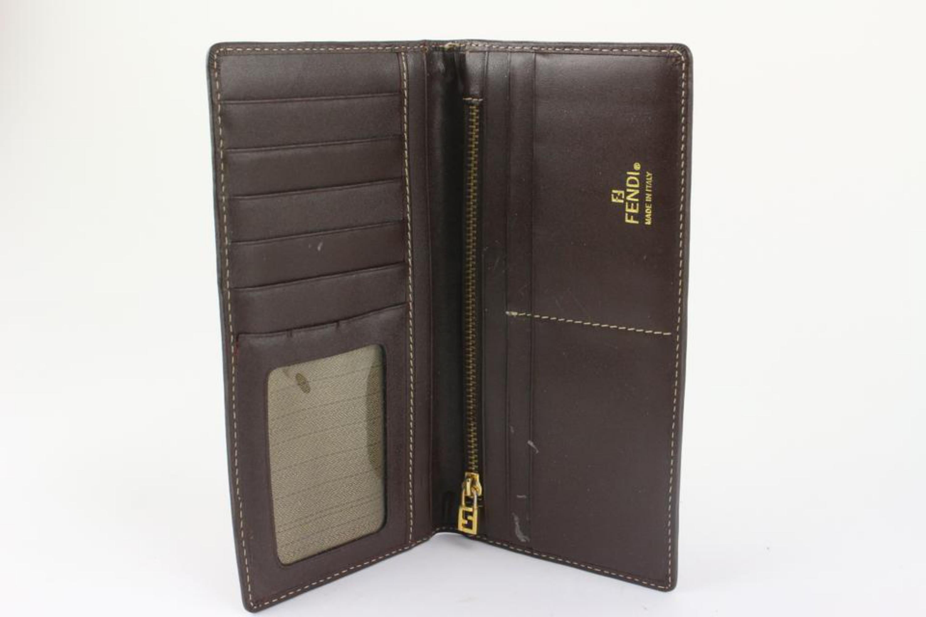 Black Fendi Brown Monogram FF Zucca Long Flap Wallet 1220f44