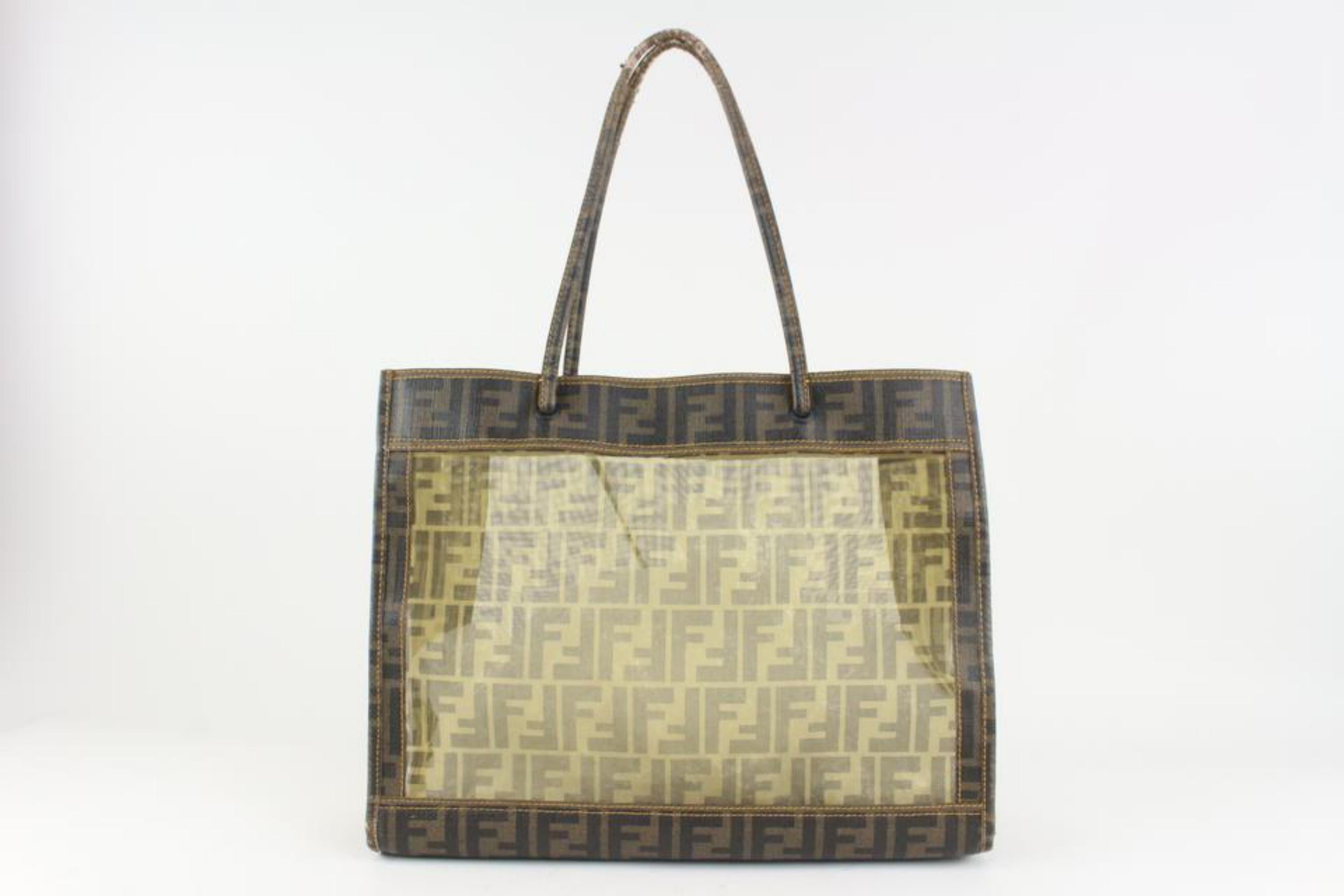 Fendi Brown Monogram FF Zucca Mesh Tote with Pouch 1215f8 at