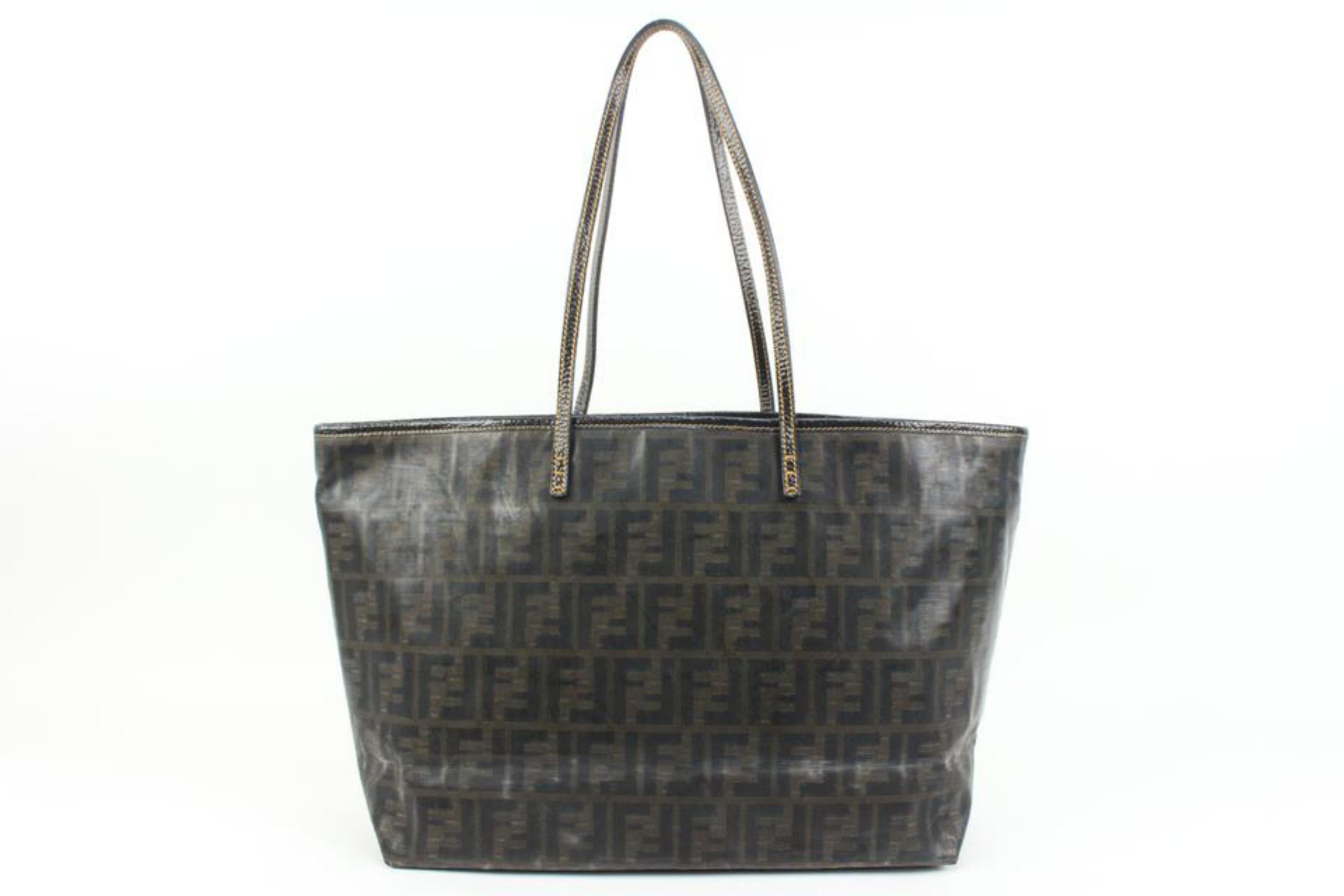 Women's Fendi Brown Monogram FF Zucca Roll Tote Shopper Upcycle Ready 60f325s For Sale