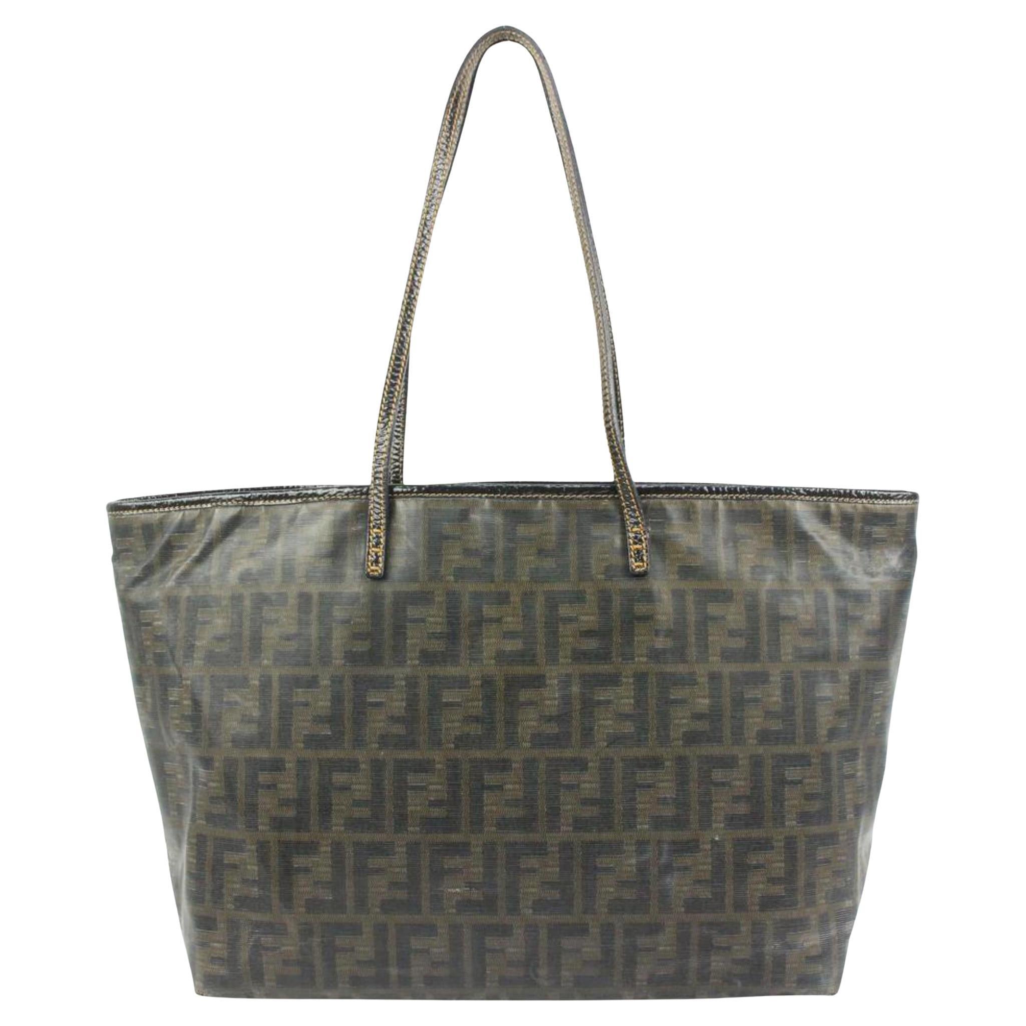 Fendi Brown Monogram FF Zucca Roll Tote Shopper Upcycle Ready 60f325s For Sale